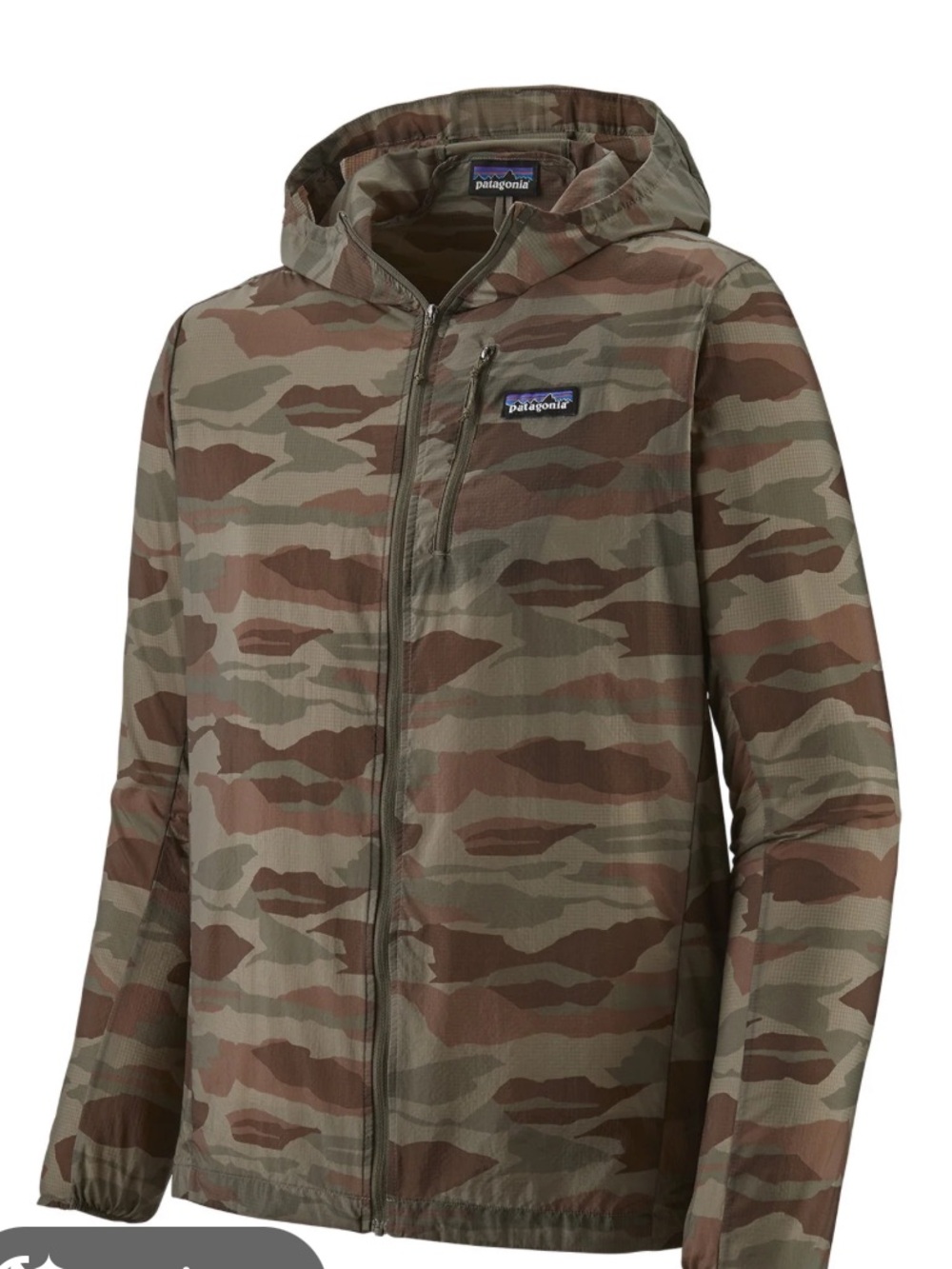Patagonia Men’s Camo Hooded Windbreaker - Olive & Brown Houdini